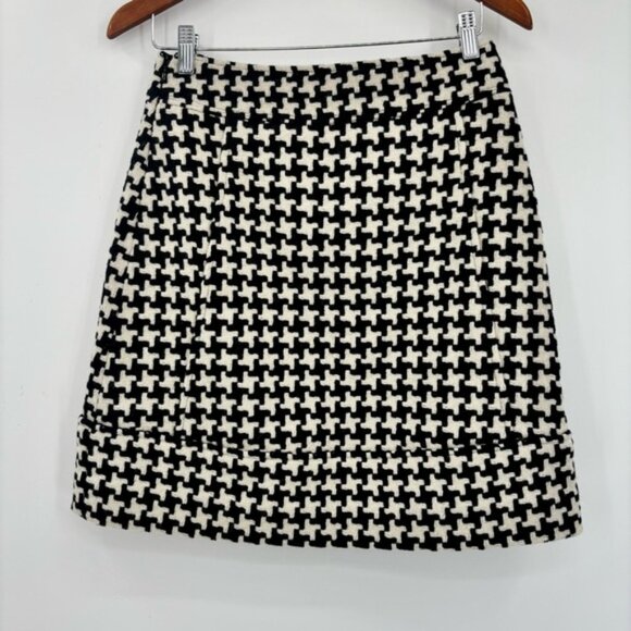 Club Monaco Skirt Womens Size 2 White Black Houndstooth Wool Blend - Picture 7 of 10